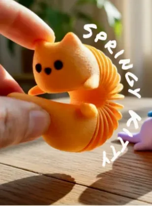 Jouet souple chaton flexible à ressort